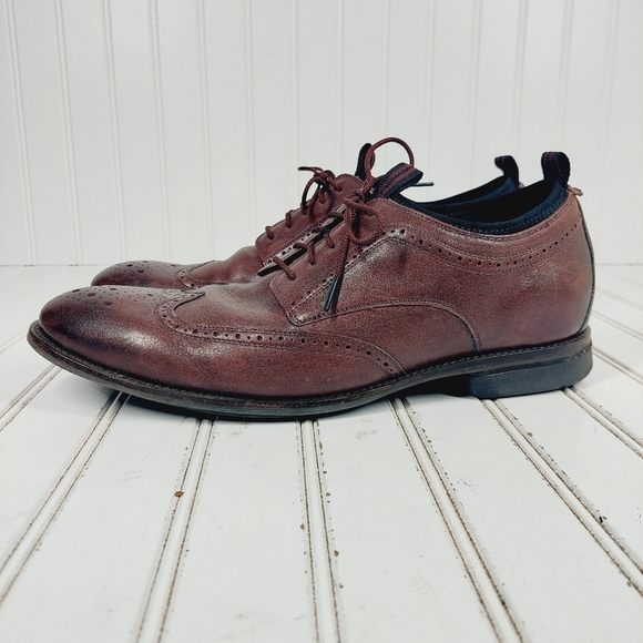 Cole Haan Holland Long Wing Brown Leather Lace Up Cordovan Oxfords M124 - Picture 1 of 11